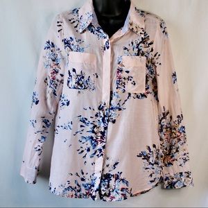 White House black market floral long sleeve shirt
